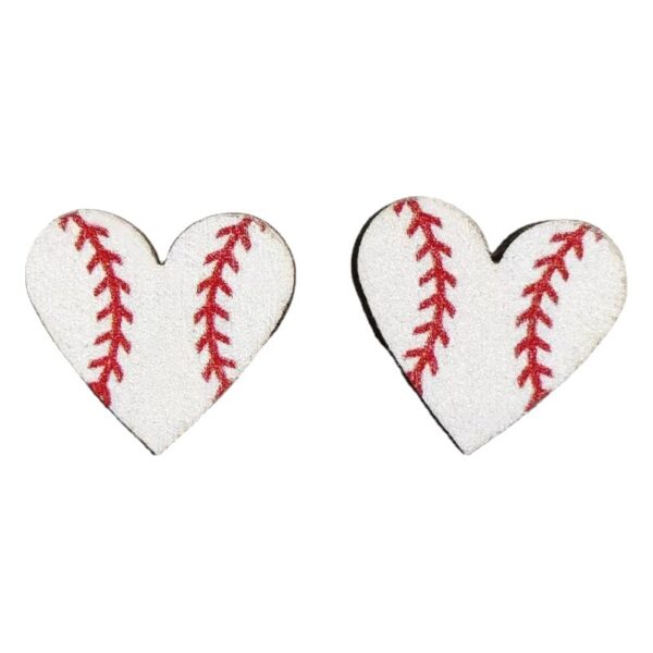 Wholesale Event Sports Accessories Heart Shaped Ball Wooden Earrings