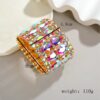 Wholesale Popular Fashion Rhinestone Crystal Gemstone Elastic Wide Alloy Bracelet
