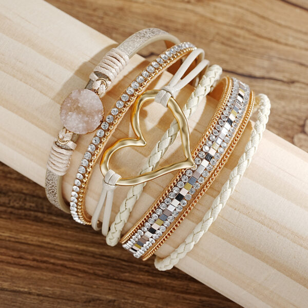 Wholesale Heart-shaped Six Layer Women's Leather Bracelet