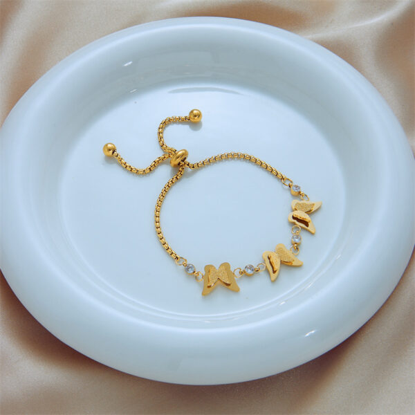 Wholesale Vintage Gold Titanium Steel Pull-out Three-dimensional Butterfly Bracelet