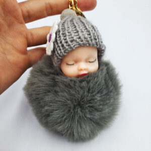 Grey / Golden chain Buckle (8cm fur ball)