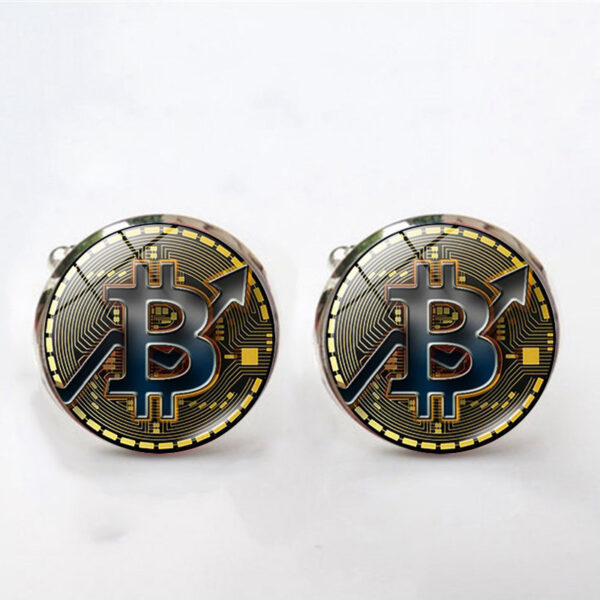 Wholesale Alloy American Gold Coin Bitcoin Time Gem Cufflinks