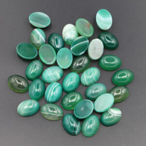 Green striped agate / 13*18MM oval ring surface