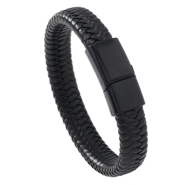 Wholesale Men's Leather Woven Magnetic Buckle Bracelets