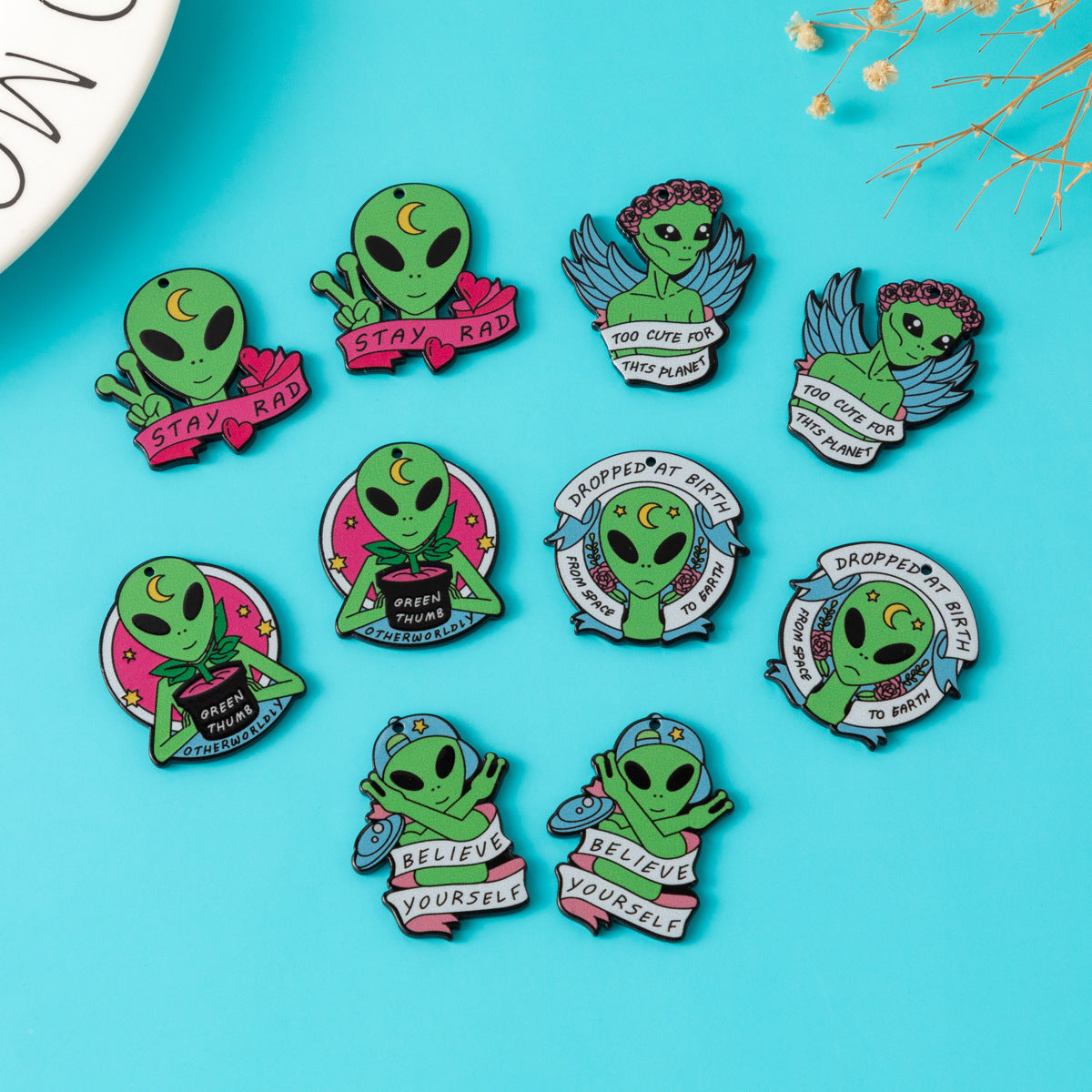 Wholesale 10pc Creative DIY Cute Funny Alien Alien Angel Aessories FlatBack