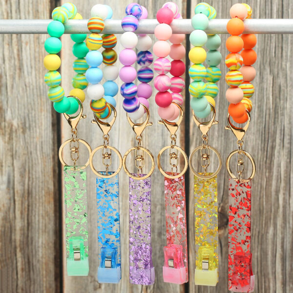Wholesale ATM Card Reader Colorful Silicone Beaded Wrist Keychains