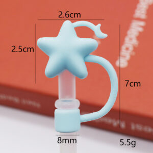 Silicone blue star and moon 8mm / Bagged without straw