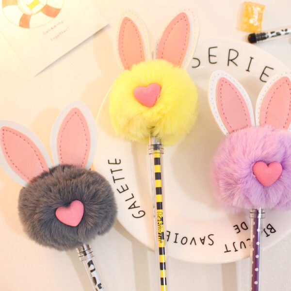 Wholesale Rabbit Fur Ball Plastic Pens