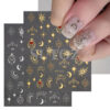 Wholesale 3D Foil Stamping Sun Moon Plastic Nail Stickers
