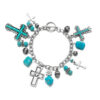 Wholesale Turquoise Antique Cross Bead Carving Silver Turquoise Vintage Style Irregular Fashion Bracelet