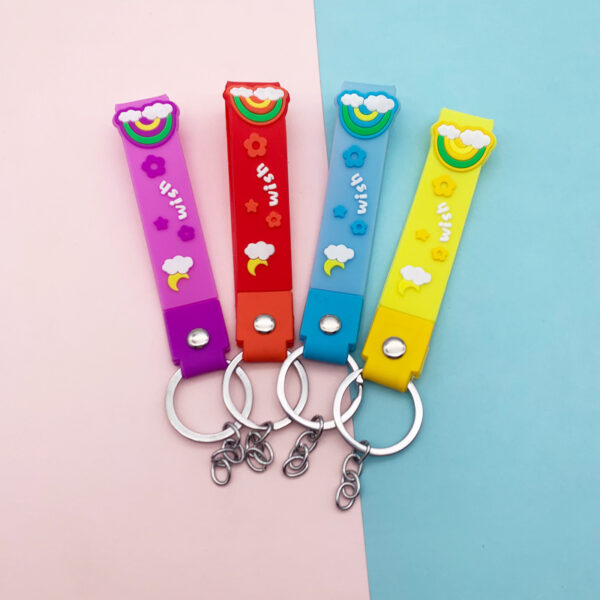 Wholesale Soft Rubber Rainbow Lanyard Keychains