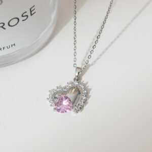 pink diamond love necklace