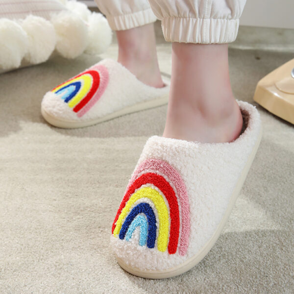 Wholesale New Rainbow Thick Anti-slip Cute Winter Cotton Slippers