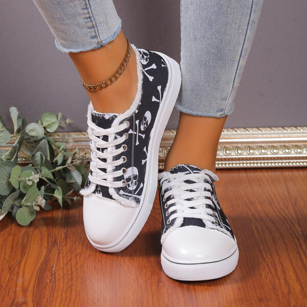 Wholesale Lace Up Flat Casual Canvas Shoes Rubber Women Shoes