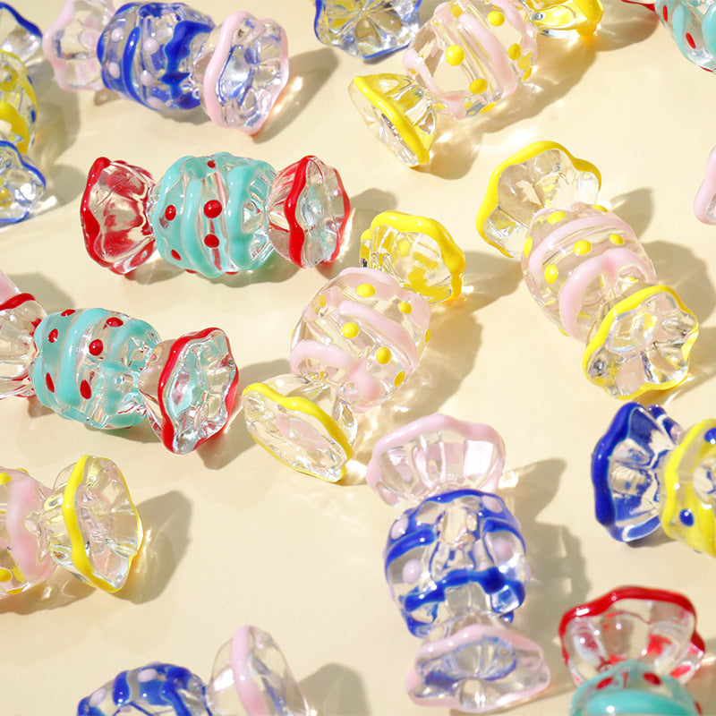 Wholesale Cute Candy Hand Painted Oil ip Jewelry Aessories Acrylic Beads