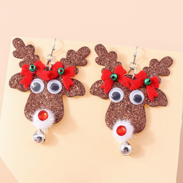 Wholesale Christmas Elk Earrings Sequin Bow Christmas Plastic Ear Hooks