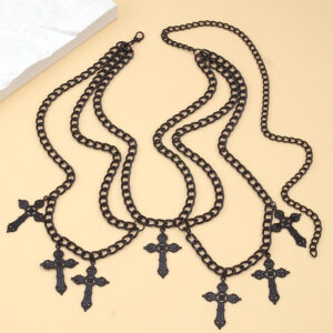 Black Cross Pendant Waist Chain