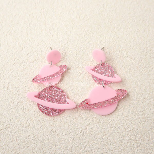 Wholesale Pink Planet Acrylic Earrings
