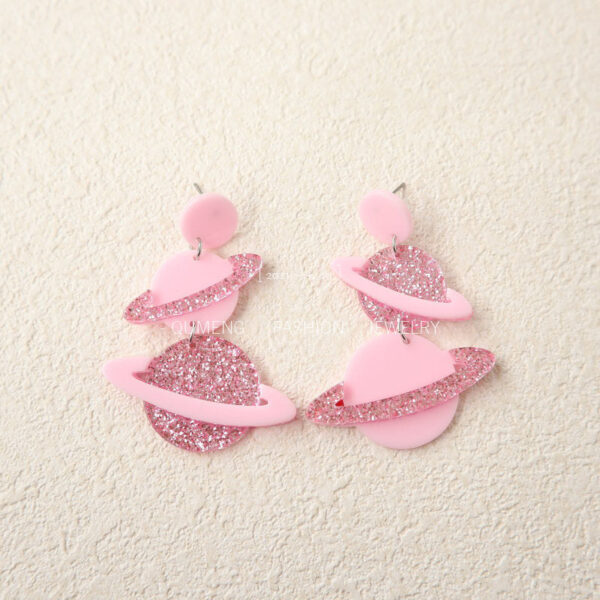Wholesale Pink Planet Acrylic Earrings