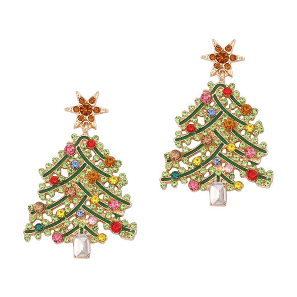 O1CN01NTKS7M1gFnts5fFgw_2213748334113-0-cib Wholesale Christmas Hollow Christmas Tree Alloy Style Diamond Earrings