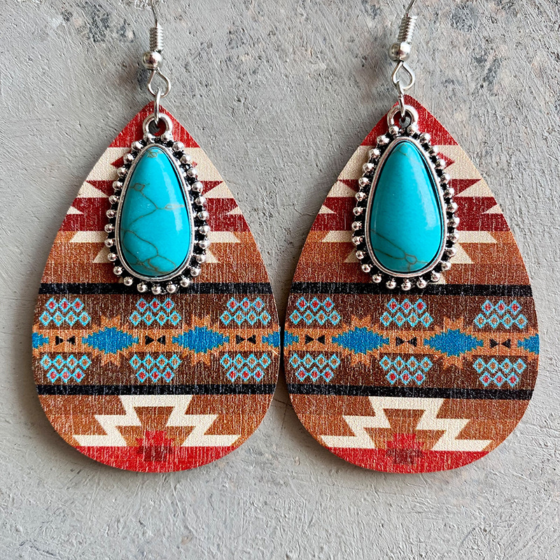 Wholesale Vintage Bohemian Western Style Turquoise Dangle Earrings