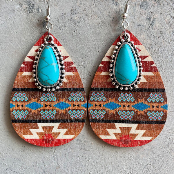 Wholesale Turquoise Pendant Vintage Fashion Western Bohemian Earrings