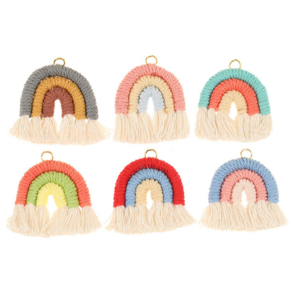 O1CN01NTxO0K1NSBoLBOf1d_2214300421568-0-cib Wholesale Cotton Handwoven Tassel Rainbow Keychain Accessories