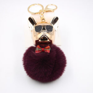 Purplish red / Cool Dog fur ball keychain