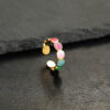 Wholesale Colorful Smiley Flower Opening Adjustable Stainless Steel Ring