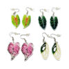 Wholesale Love Pink Leaf Turtle Back Leaf Acrylic Earrings