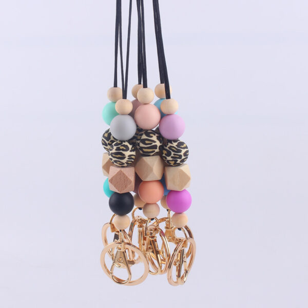 O1CN01NZEuTp1NrNhiW2ZQi_2214899881623-0-cib Wholesale Leopard Print Silicone Beaded Lanyard ID Keychain