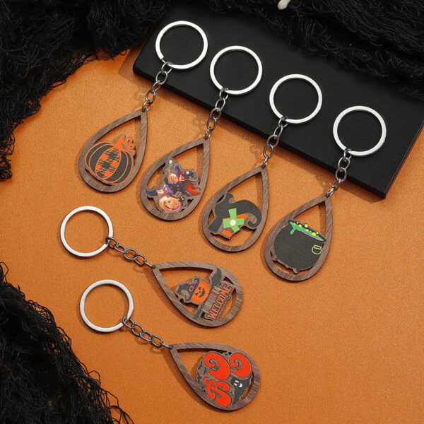 O1CN01NZFCbz1bFjkP1WHoJ_2857743436-0-cib Wholesale Halloween Water Drops Pumpkin Ghost Print Wooden Keychain