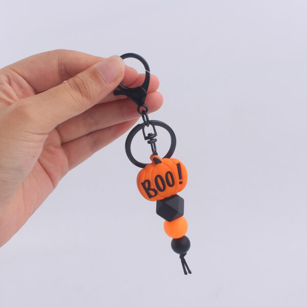 Wholesale Halloween BOO Bat Silicone Handmade Beaded Keychain