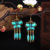 Wholesale Creative Personality Exaggerated Ethnic Style Butterfly Hole Green Acrylic Simple European and American Earrings