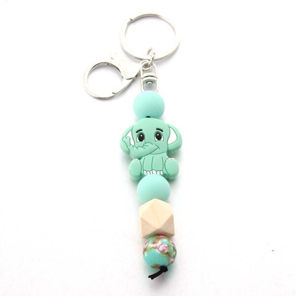 Wholesale Silicone Bead Charm Elephant Keychain