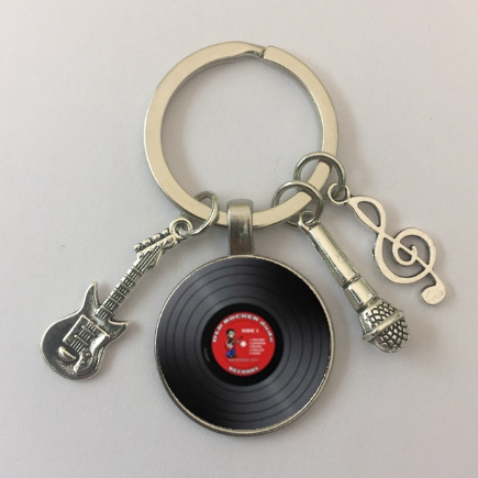 Wholesale Vinyl Records Retro Phonograph Glass Metal Keychains