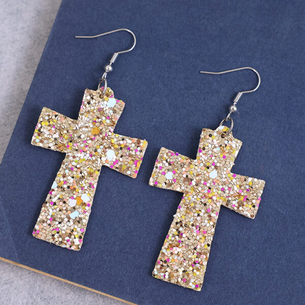 O1CN01NebL051qyMXTJMUmw_2206372095564-0-cib Wholesale Sequin Cross Leather Earrings