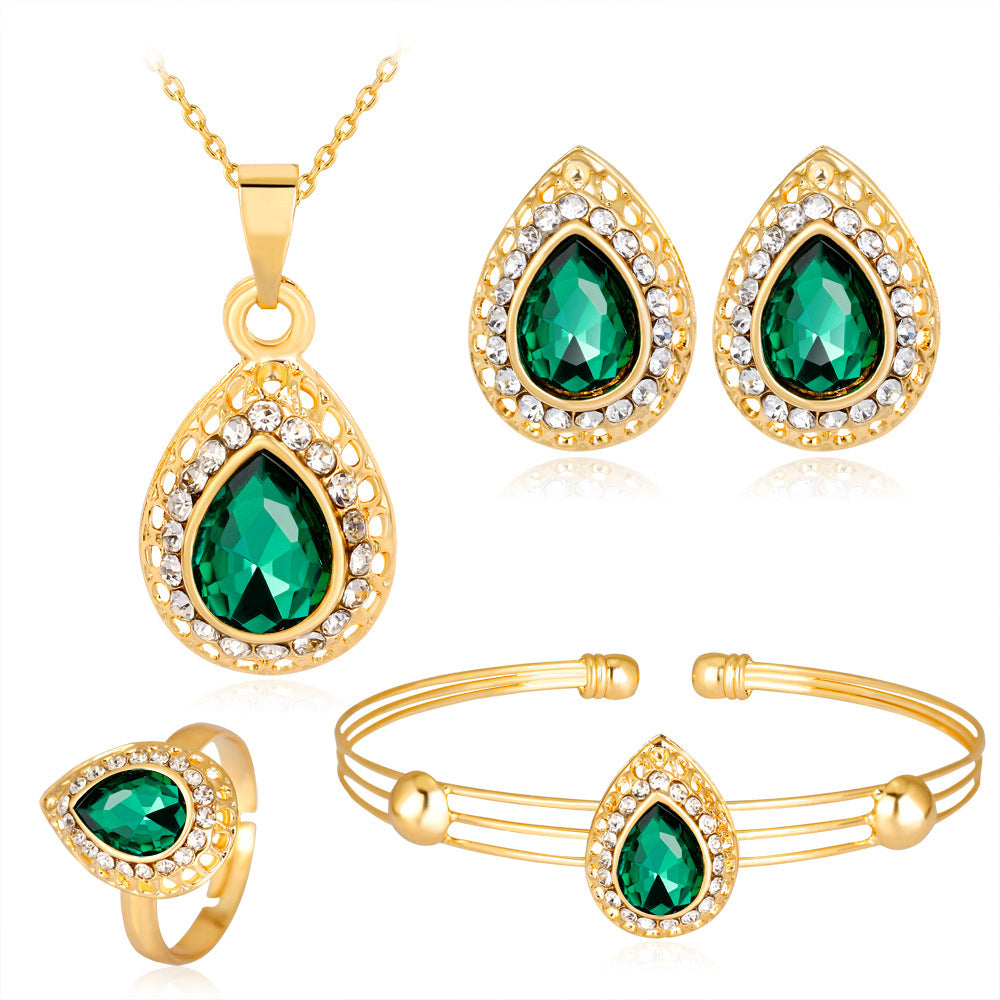 Wholesale Four Piece Set of Multi-color oplet Alloy Jewelry