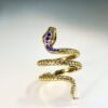 Wholesale Alloy Snake Shape Micro Paved Sapphire Zircon Ring