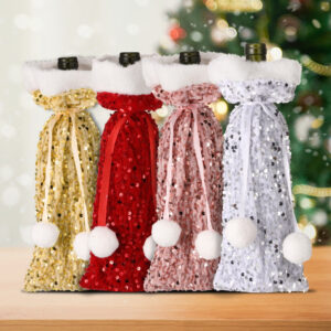 O1CN01NiR16Q1Ex27APs8ik__2413870417-0-cib Wholesale New Christmas Glitter Bar Home Plush Wine Bottle Bag