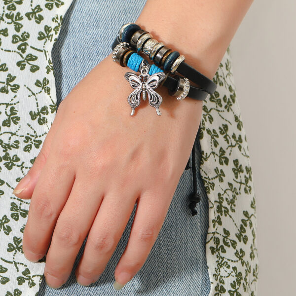 O1CN01NiirUD1TbhsAfIjww_3526852401-0-cib Wholesale Alloy Butterfly Pendant Woven Cowhide Bracelet