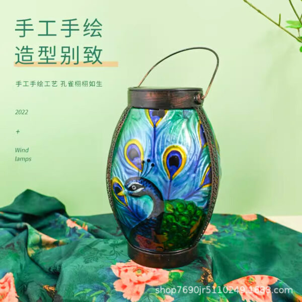 Wholesale Glass Relief Painted Peacock Dragonfly Night Light