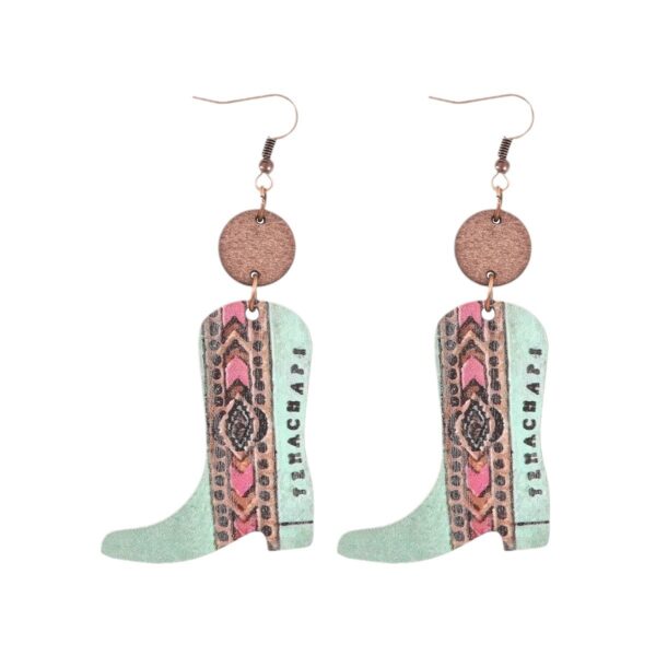 Wholesale of Western Style Plants, Flowers, Retro Ethnic Style Long Boots, Wooden Earrings