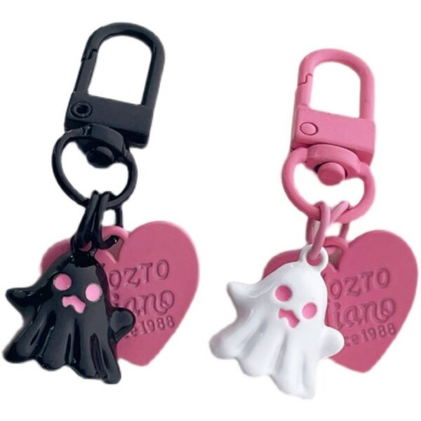 Wholesale Little Ghost Heart Pink Black Keychain