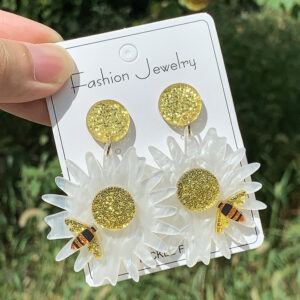 O1CN01NpJYmr1TQG1rNIBKL__2207499512376-0-cib Wholesale Flower Bee Shiny Acrylic Earrings