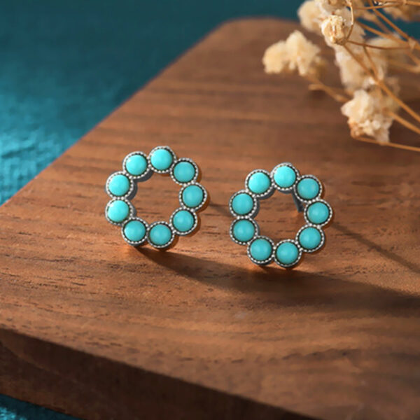 Wholesale Turquoise Round Alloy Earrings