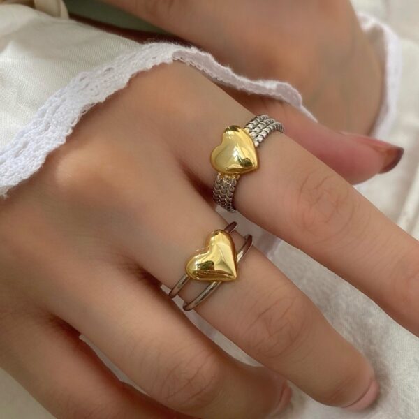 O1CN01NrOfkY27MD1LXFOZO_2212438737782-0-cib Wholesale Gold and Silver Color Matching Love Chain Opening Adjustable Copper Ring