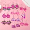 Wholesale Pink Series Hat Love Apple Acrylic Earrings