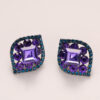 Wholesale S925 Silver Needle Inlaid Zirconia Diamond Purple Stud Earrings