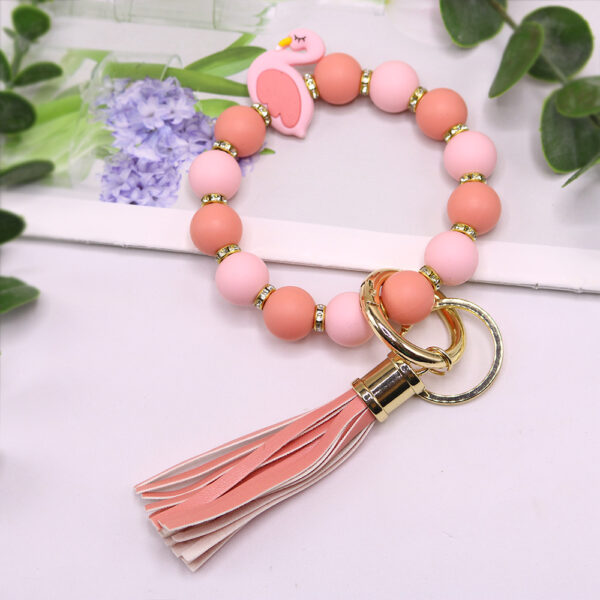 O1CN01NtVqXt1eDqyb2ktMv_2216524353838-0-cib Wholesale Vermicelli Strap Flamingo Silicone Beaded Wrist Keychain